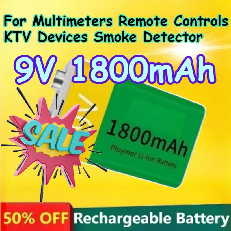 Batteria al Litio Ricaricabile USB 9V 1800mAh per Multimetri, Telecomandi, Dispositivi KTV, Rilevatori di Fumo