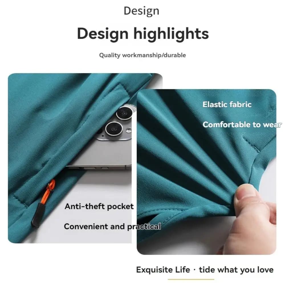 Quick Dry Fabric Men's Athletic Shorts Elastic Waistband Ice Silk Feel Running Shorts Side Slits Drawstring Closure