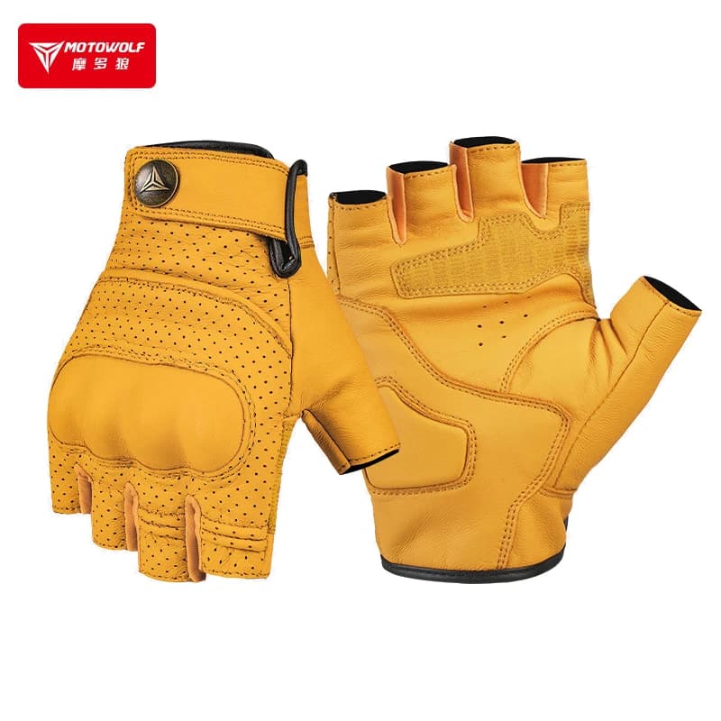 Leather Gloves Men's Summer Motorcycle Gloves Fingerless Cycling Racing Motorbike Guantes De Moto Guantes Moto Verano Hombre