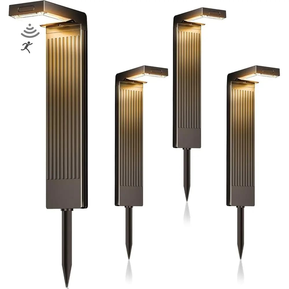 Luci da Esterno a Sensore di Movimento 4 Pezzi, 2 Colori in 1 (Bianco Caldo/Freddo), 400LM, Durata 12H, Impermeabili IP65
