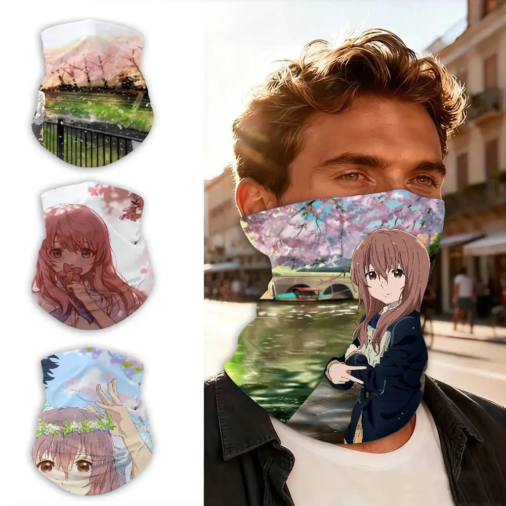 A Silent Voice Movie Breathable Seamless Neck Gaiter UV Protection Tube Scarf for Ski Motorcycle Cycling Hiking