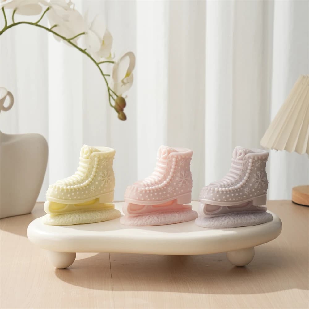 Ice Skates Christmas Mould Gingerbread Christmas Decoration Soybean Wax Candle Silicone Print Decorations for Winter Trays