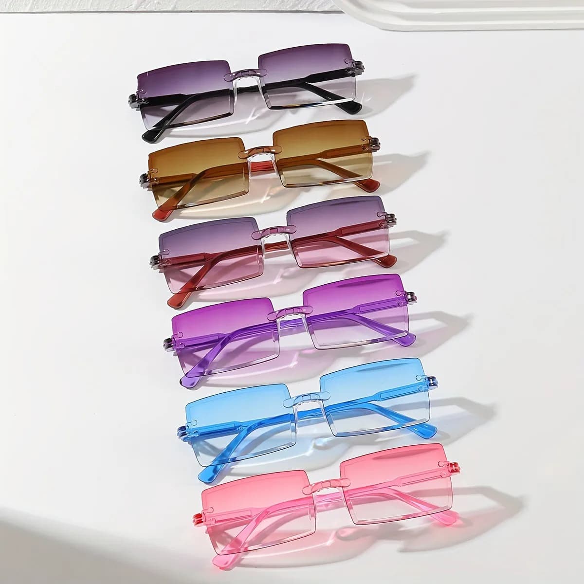 6 Pieces Fashionable Rectangular Sunglasses for Women Nice Colors Candy Decorative Colors Sunglasses UV400