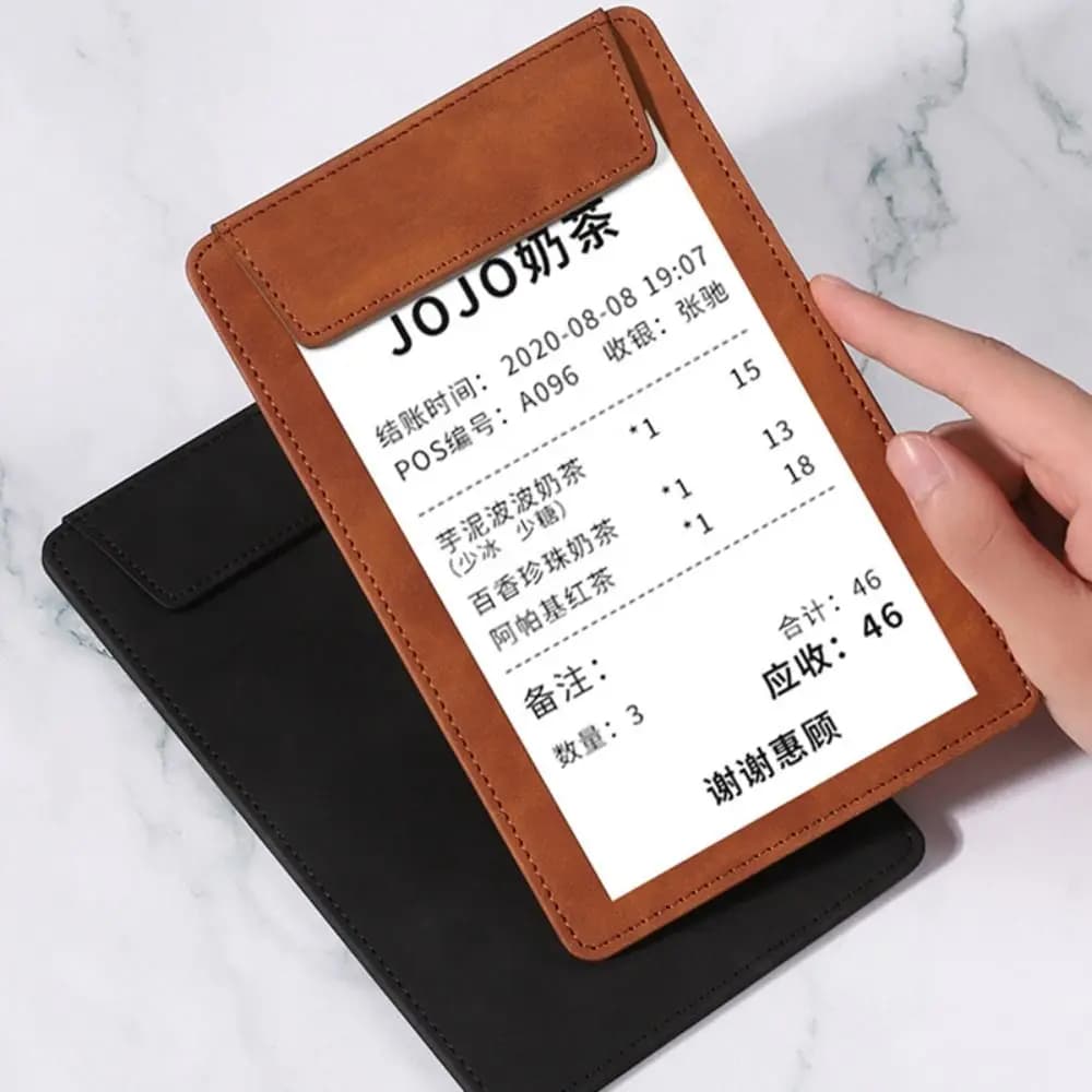 1pc Portable Suede Menu Wine Holder A4/A5/A6/A7/B5 PU Leather File Folder with Pen Insert Writing Pad School Office