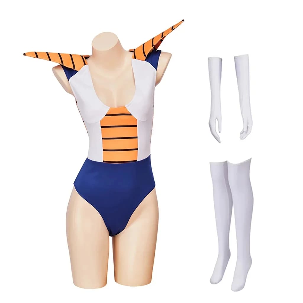 Vegeta Cosplay Saiyan Costume Sexy Woman Body with Gloves Socks Set Full Halloween Carnival Day Bejita Battle Pagliaccetti