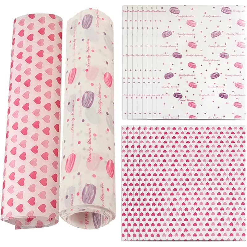 Carta Antigrasso per Alimenti, Carta Cerata 100 Pezzi Colorata e Fantasia per Panini, Hamburger, Snack e Rivestimenti per Cesti