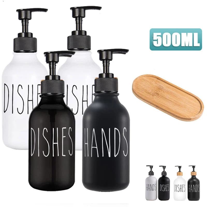 Dispenser di sapone portasapone per mani bianco nero da 500 ml con bottiglia di sapone con pompa per bottiglie riutilizzabili da bagno da bancone della cucina della fattoria
