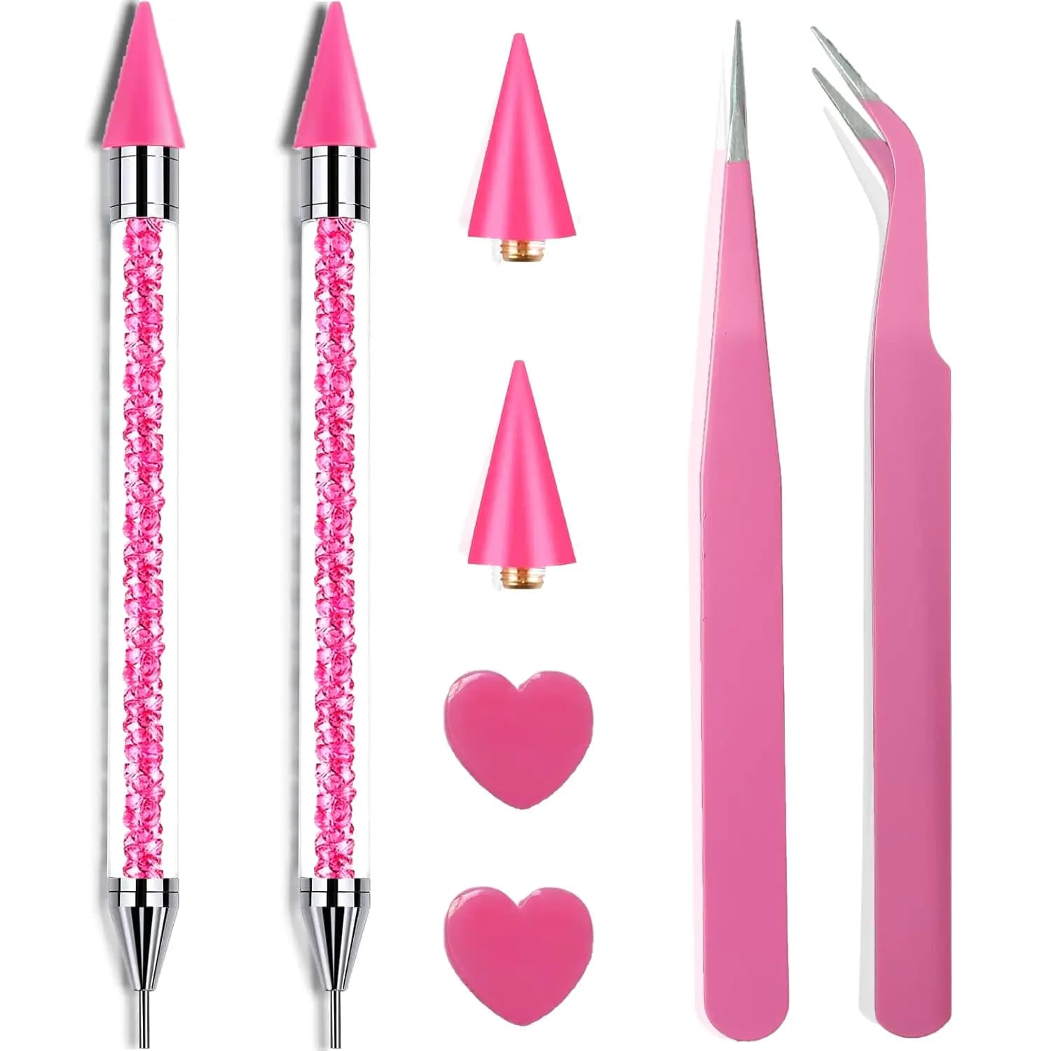 Set di Strumenti per la Raccolta di Strass - 2 Penne a Doppia Punta con Punte e Pinzette, Strumento per la Raccolta di Cristalli e Diamanti per Nail Art