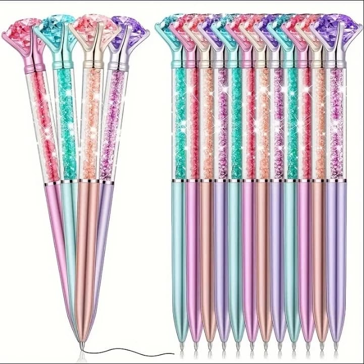 4pcs Large Crystal Diamond Gel Pens Christmas Gift Shiny Ballpoint Pen Black Ink Pens Suitable for School Office Accessories