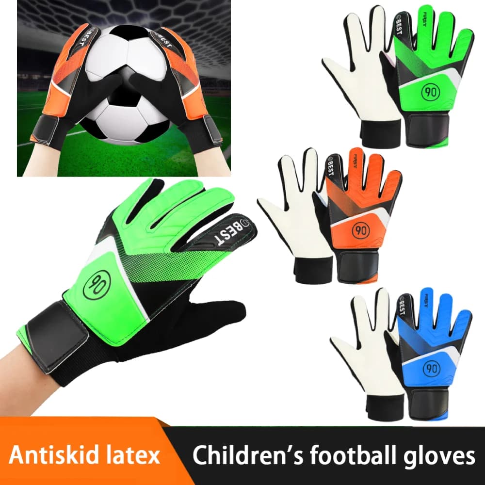 1 Paio di Guanti Professionali in Latex per Portiere di Calcio per Bambini, Guanti da Portiere con Forte Protezione per Dita Intere