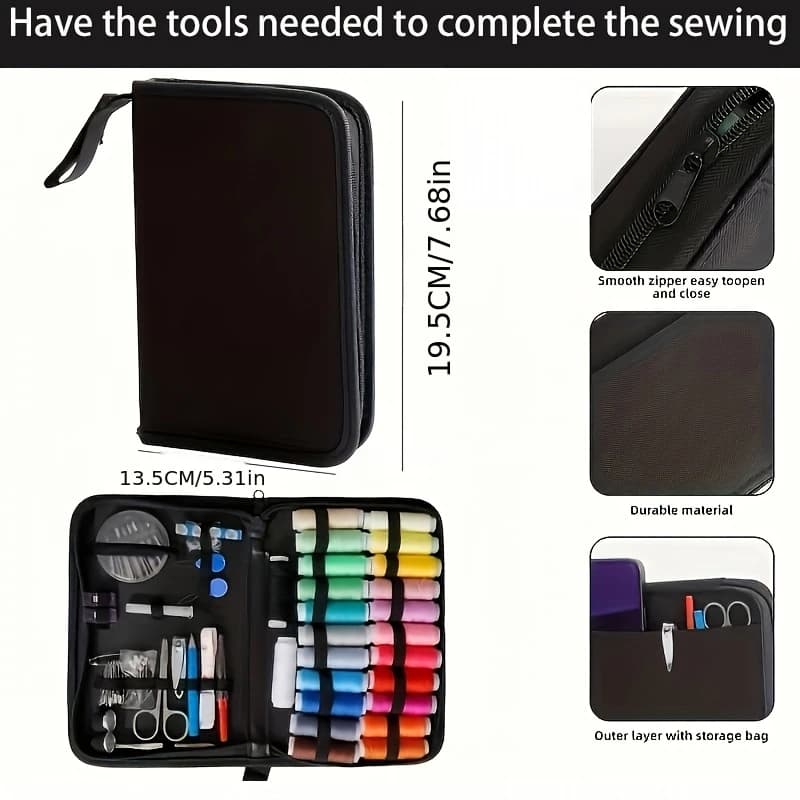 Kit da Cucito Multifunzionale da 95 Pezzi con 24 Fili Colorati, Set di Riparazione Portatile Mini da Viaggio