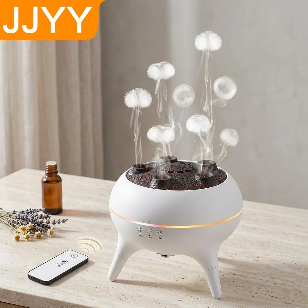Diffusore di Aromi Ultra Silenzioso con Nebulizzazione, Design a Medusa con LED a 7 Colori, Umidificatore con Spegnimento Automatico per Camera da Letto e Arredamento Casa