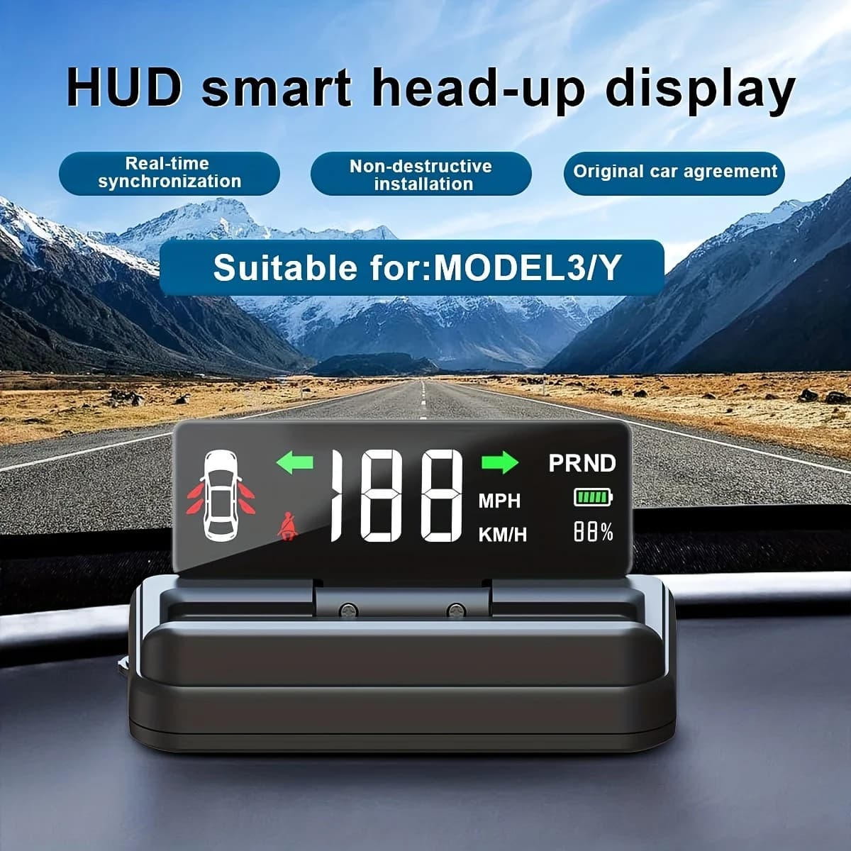 Per Tesla Model 3 e Y Smart HUD Car Head-up Display rotante automatico Proiettore digitale ad alta definizione Accessori per auto