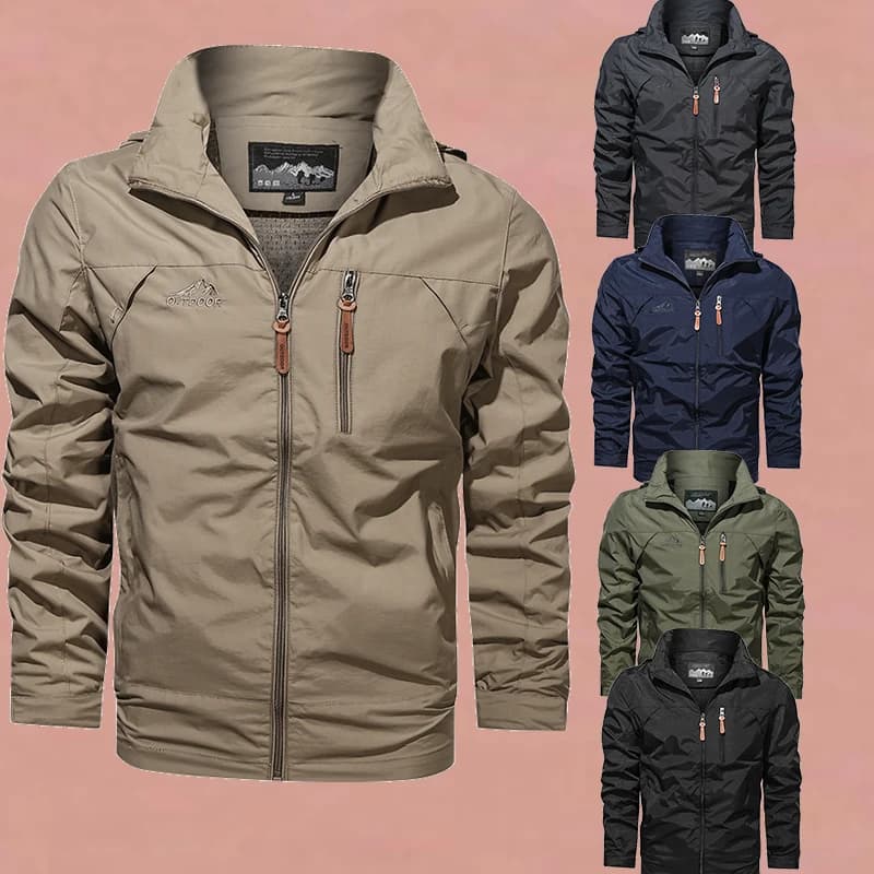 Giacca con Cappuccio Leggera e Traspirante per Uomo, Stile Urbano Casual Primavera 2025, in Poliestere