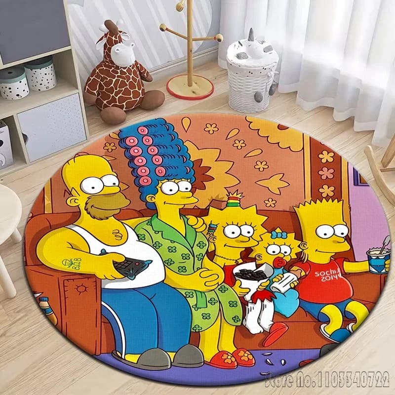 Cartoon The S-Simpsons Round Carpet 60-120cm Crawling Game Non-slip Floor Mat for Kids Rug Living Room Decor