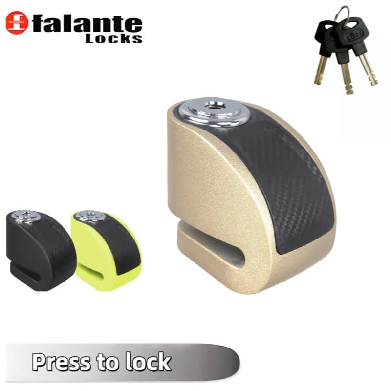 Falante Motorcycle Roulette Zinc Alloy Lock Bicycle Mountain bike stroller Scooter brake Disc Lock Three brass keys