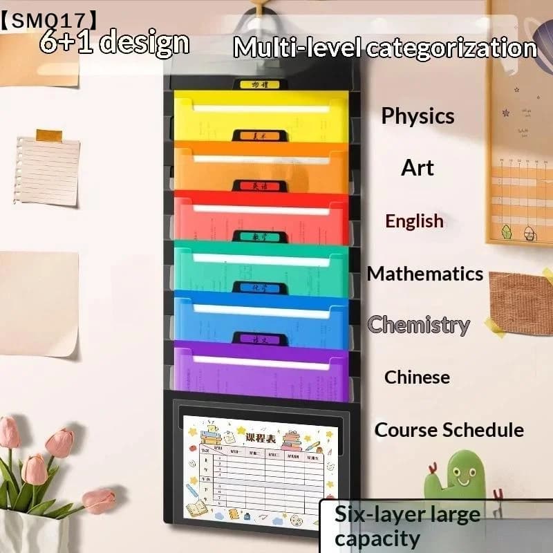 File Organizer Folder Hanging Long Size Bond Paper Wall-Mounted Rainbow Classification Large Capacity Office Folder【SMQ】