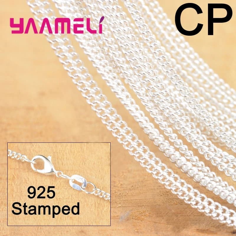 10 PZ Vendita Calda 18 Pollici 925 Gioielli In Argento Sterling Piatto Curb Collana Catene Con Aragosta Catenacci Ciondolo Creazione di Gioielli Risultati