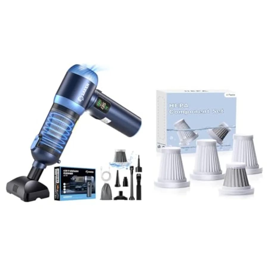 HL157 4-in-1 Auto Vacuum Cleaner with Intake 20000Pa and LED Light + Original HEPA Filter and Steel Filter
