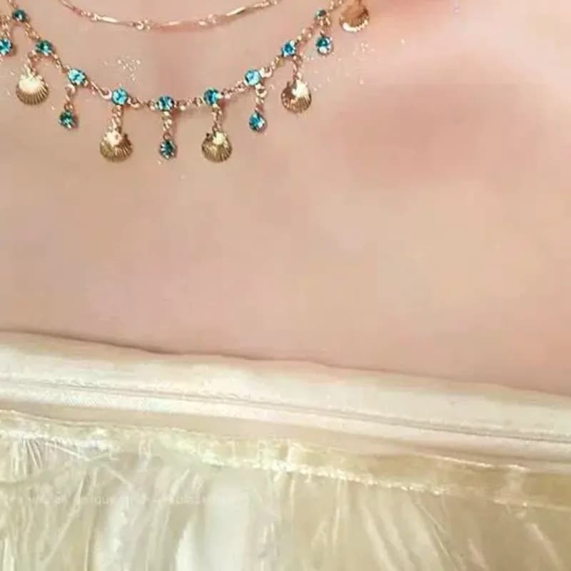 Boho Crystal Shell Pendant Necklace For Women Double-Layer Butterfly Chain Jewelry Accessory Beach Party Gifts
