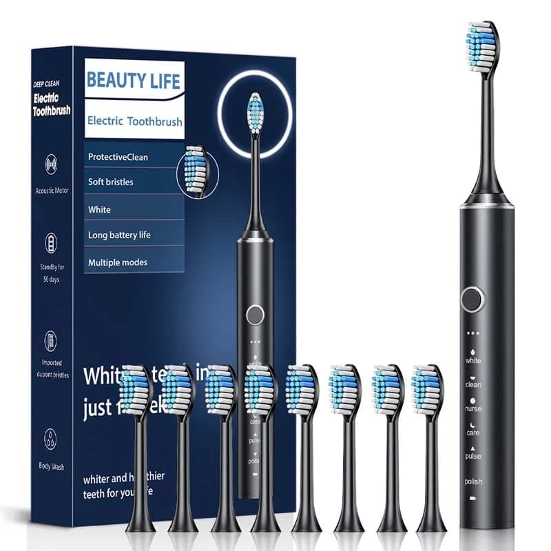 Spazzolino elettrico per adulti con 4/8 testine, spazzolino resistente e impermeabile, prodotti per la cura dei denti per l'uso quotidiano
