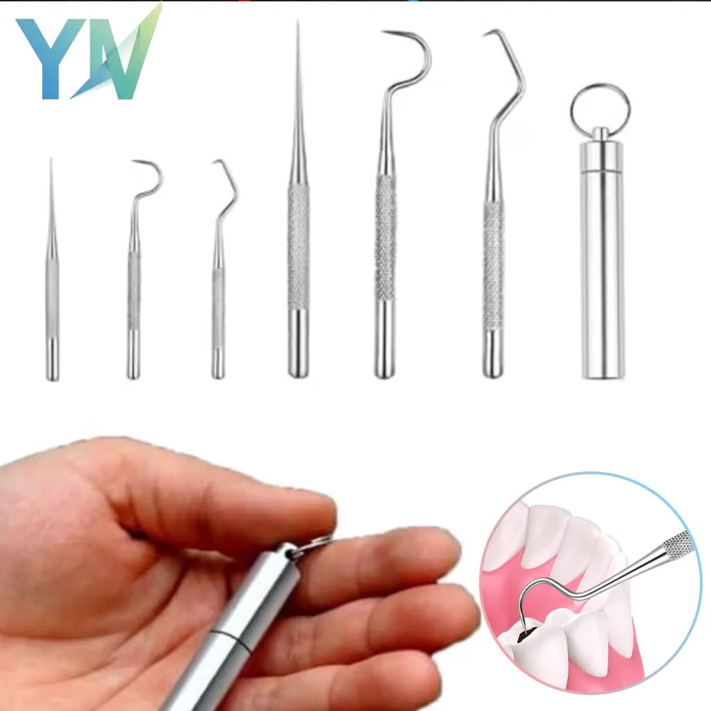 1-4 set set di prelievo dentale in acciaio inossidabile stuzzicadenti portatile con portachiavi spazzolino interdentale riutilizzabile kit per la pulizia dei denti da viaggio