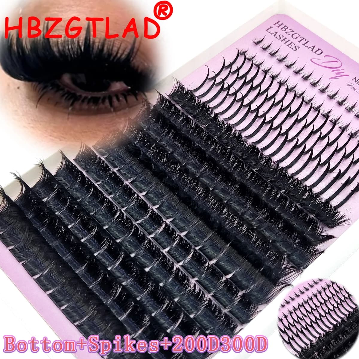 Ciglia a Ciuffetti 300D-60D con Punta e Effetto Spiky, Extension Ciglia Individuali Voluminose, Ciuffetti di Ciglia Effetto Spikes, Ciglia Fai da Te Stile Fata/Manga