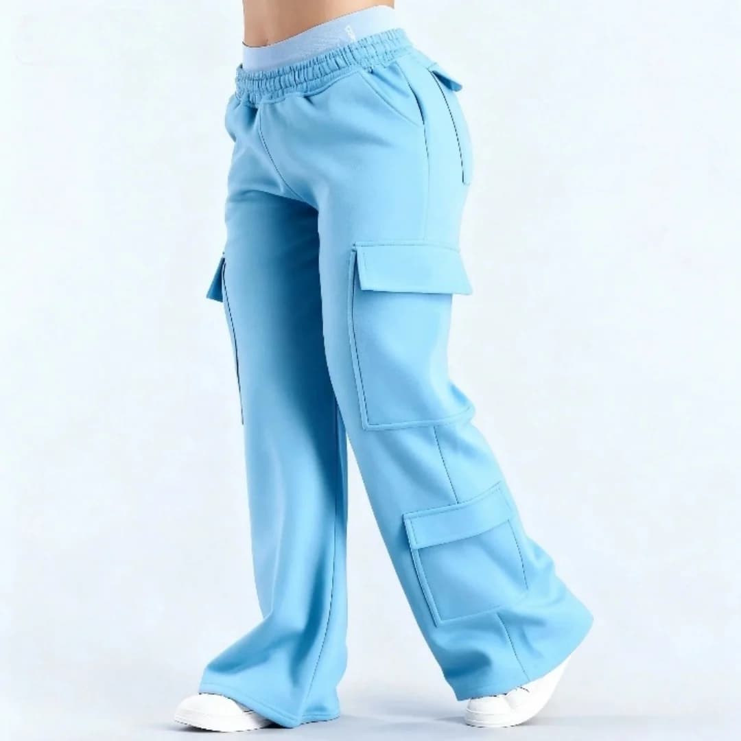 Women's casual overalls, elastic belt, large pockets, casual fitness sports pants casual wear
