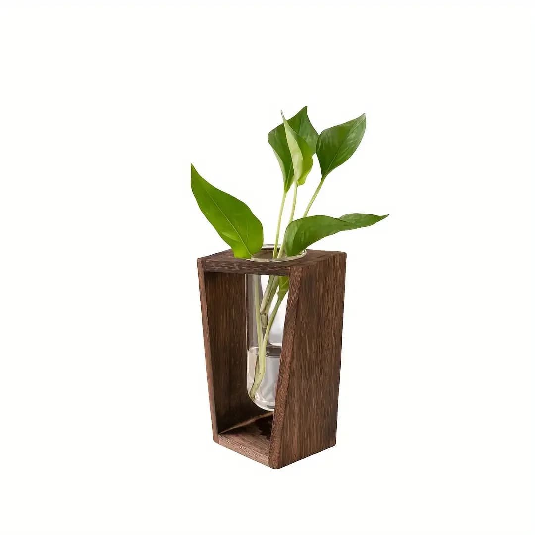 Vaso Moderno per Propagazione Piante in Legno - Fioriera Idroponica Minimalista per Arredamento Casa e Ufficio