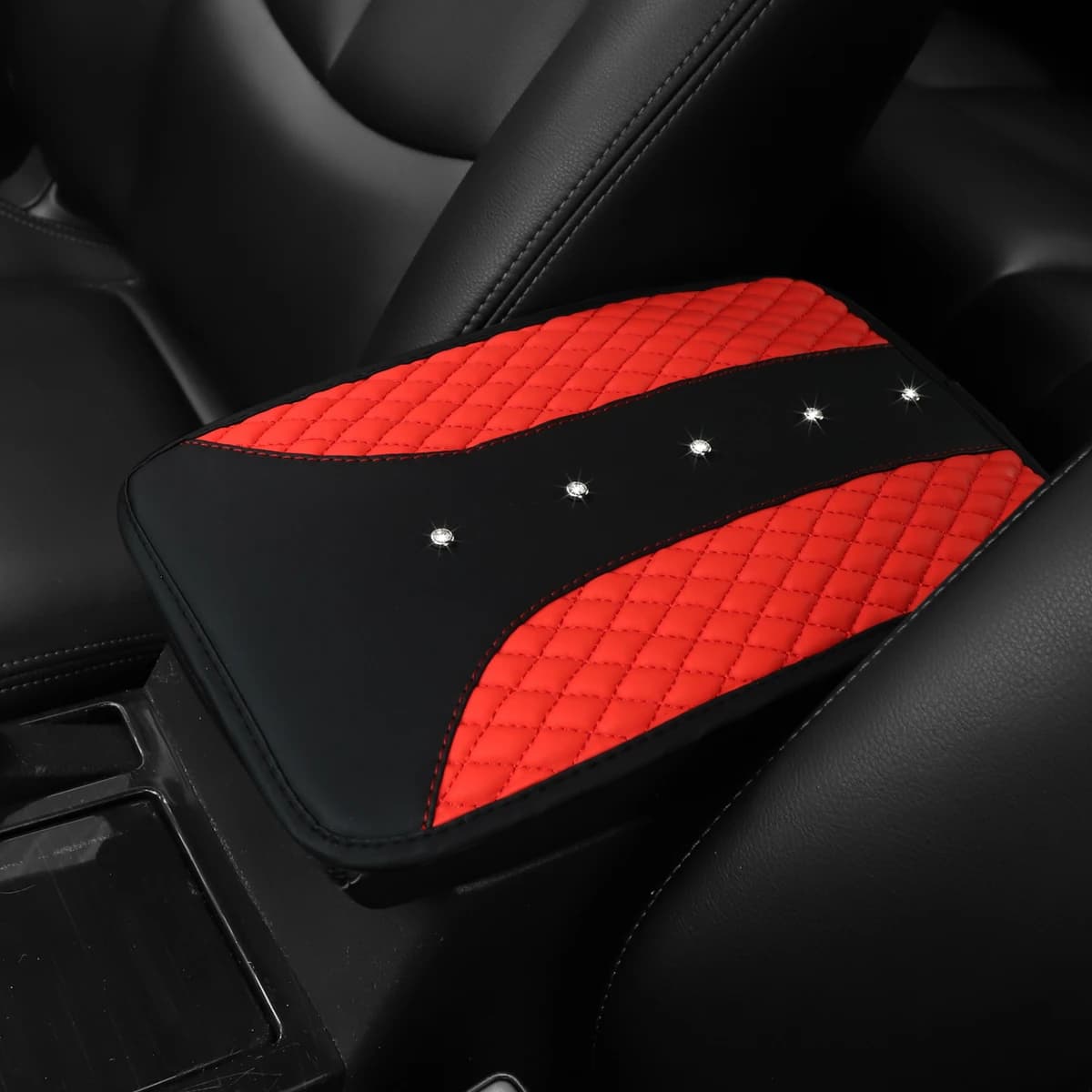 1 car armrest cushion with sparkling artificial diamond artificial sheepskin embroidery automatic control pillow waterproof comfort