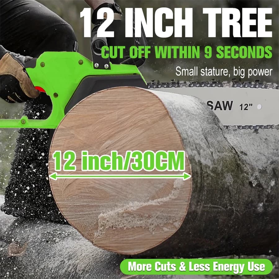 12 Inch Cordless Chainsaw, Portable Electric Chainsaw, Handheld Chainsaw Pruning Shears, Suitable For Logging
