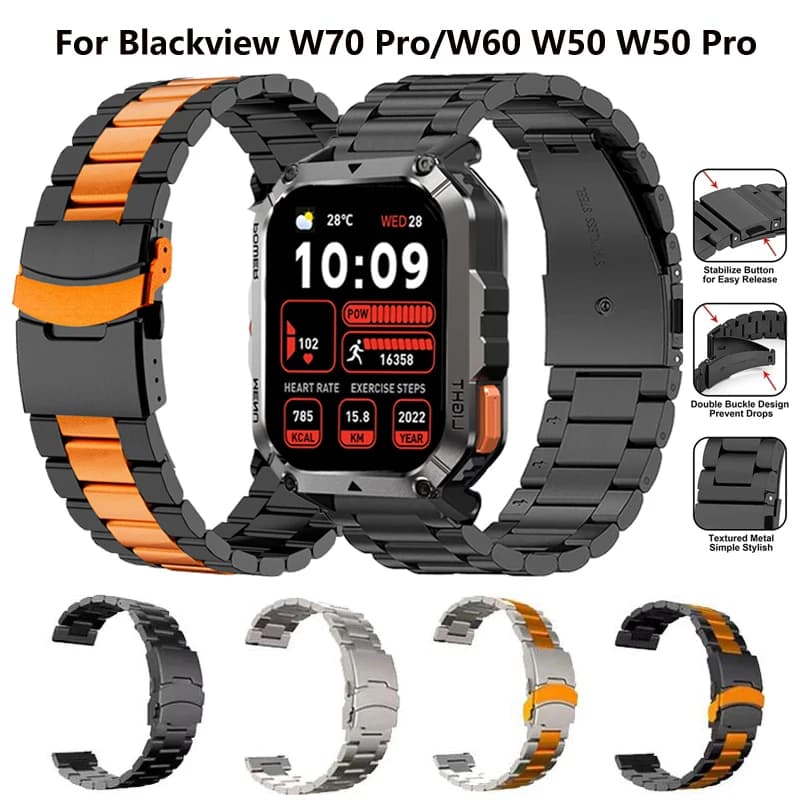 Cinturino in acciaio inossidabile per Blackview W70 Pro Smartwatch cinturino in metallo per Blackview W60 W50 W50 Pro Correa cinturino da polso