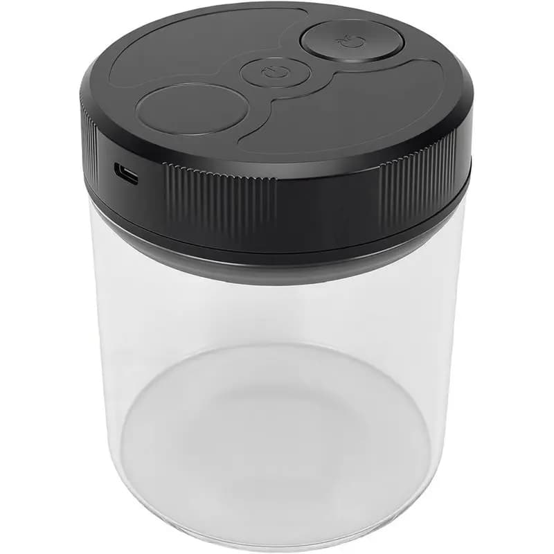 Automatic Vacuum Coffee Canister 700Ml Borosilicate Glass,Airtight Seal For Coffee Beans, Tea, Sugar