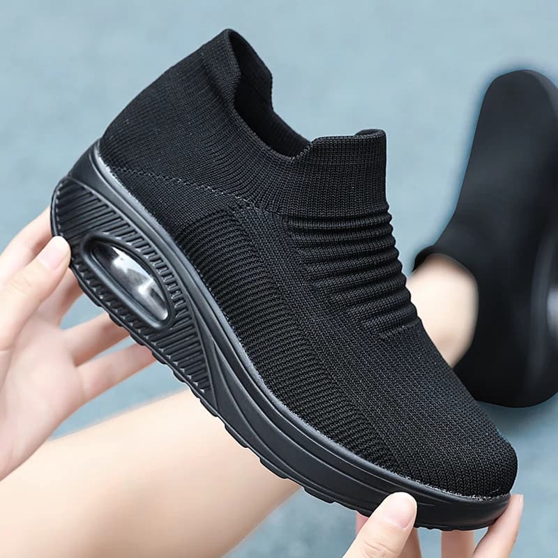 Women Walking Shoes casual Mesh Shoes Fashion Platform Slip-On Sneaker Air Cushion Gym Modern Dance Shoes