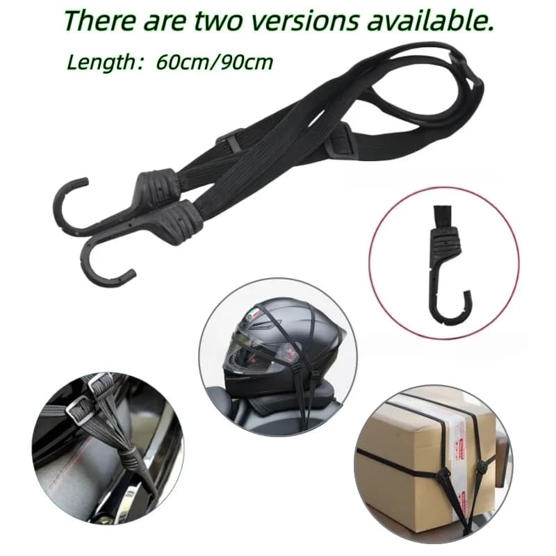 Universal locking strap for motorcycle helmet, adjustable elastic fixing rope for bike seat, length 60 cm/90 cm available
