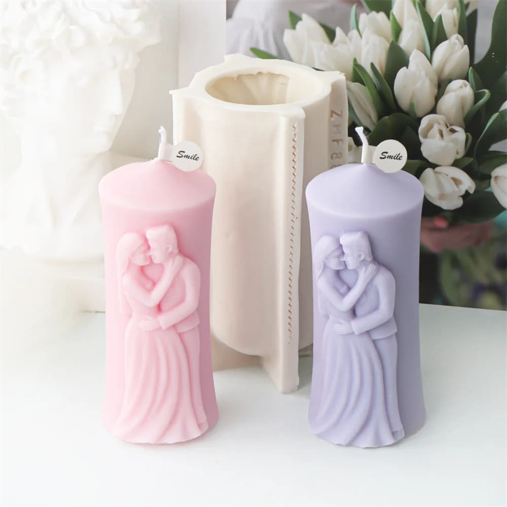 Silicone Candle Print for Men and Women Pillar Couple of New Couples Kit for Making Candles in Resin Gesso Wedding Theme Decorations Valentine's Gift