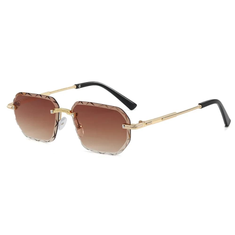Luxury Rimless Sunglasses Vintage UV 400 Protection Square Sunglasses Frameless Design Square Shape Metal Sunglasses