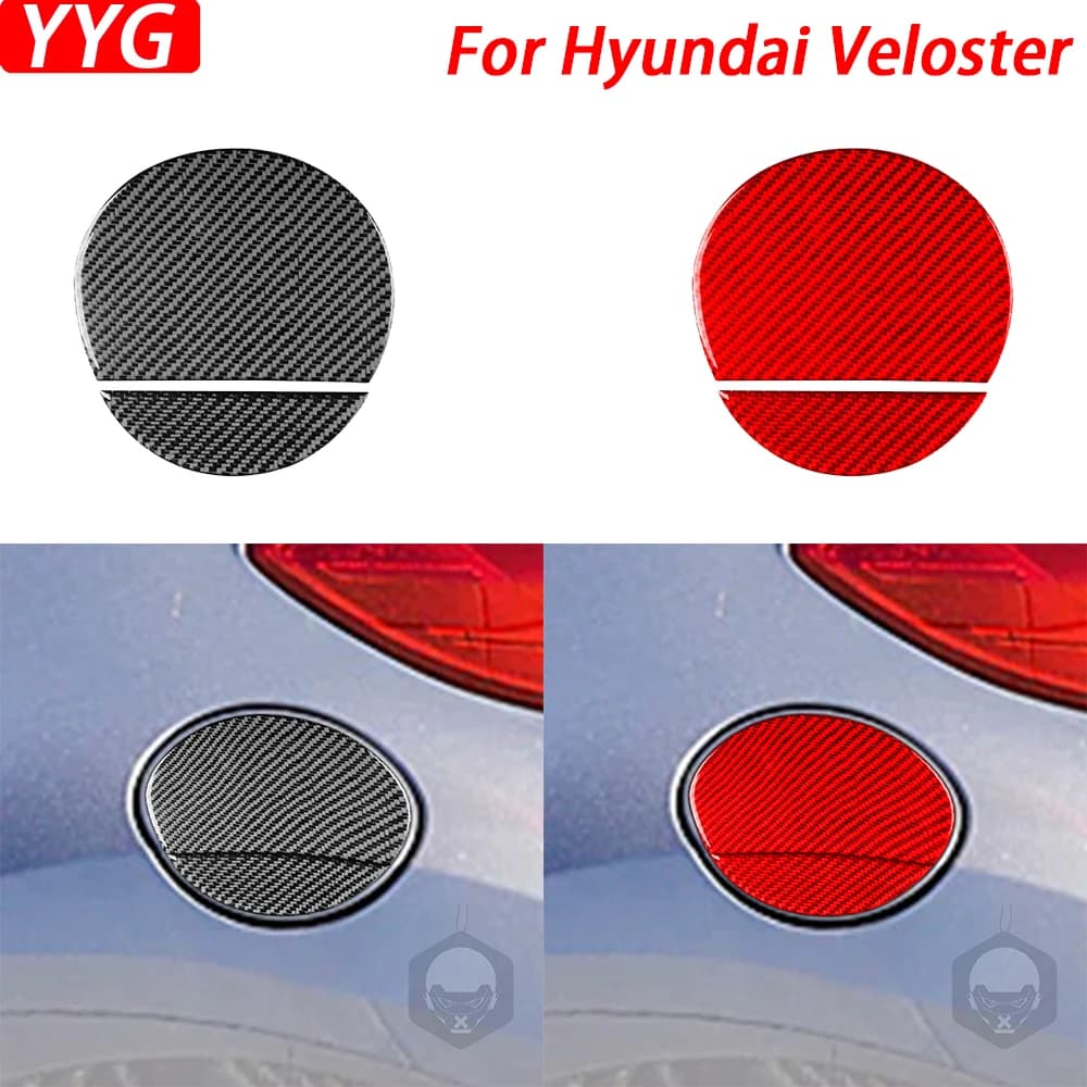 Wall sticker for decorative accessories for car decoration, carbon fiber external fuel tank cap panel cover for Hyundai Veloster 2012- 2017