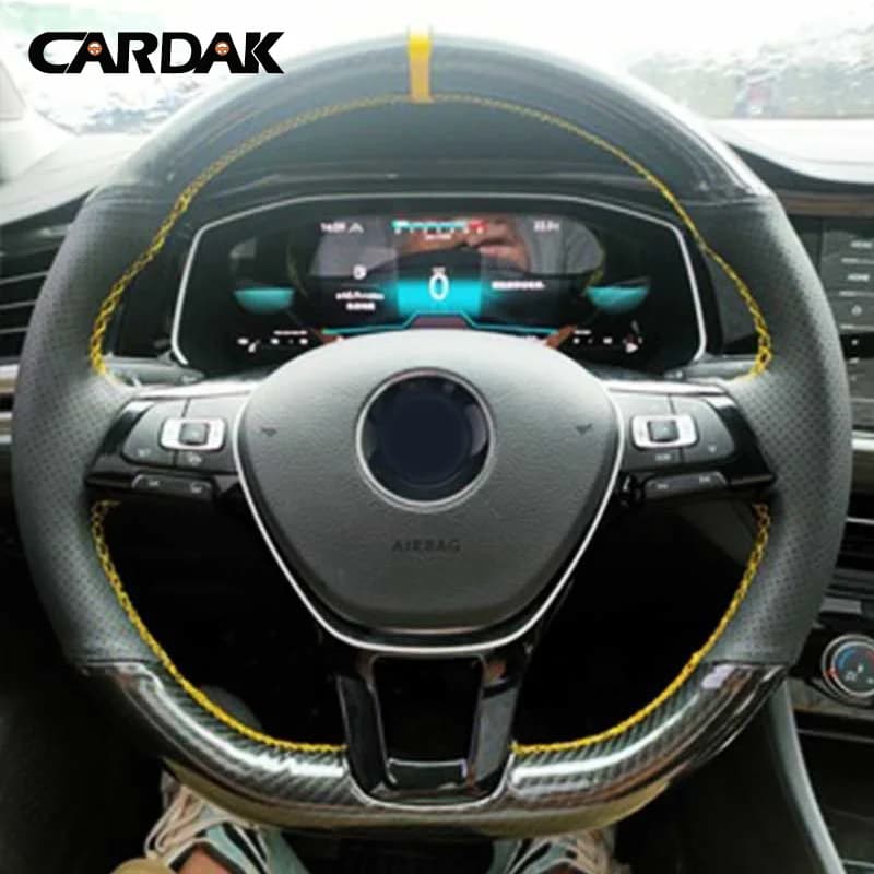 Black carbon fiber suede car steering wheel for Volkswagen Golf 7 VW Mk7 Touran Up New Polo Jetta Passat B8 Tiguan