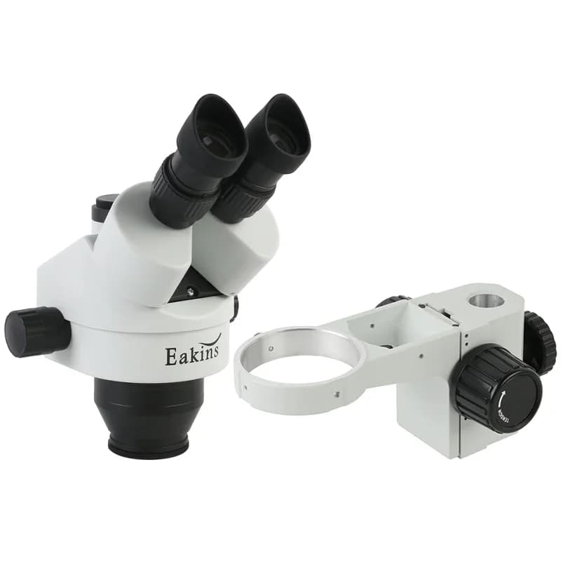 Testa per Microscopio Stereo Trinoculare 7X-45X con Zoom Continuo Simul-Focus, Supporto per Bracci di Focalizzazione da 76mm di Diametro per l'Istruzione