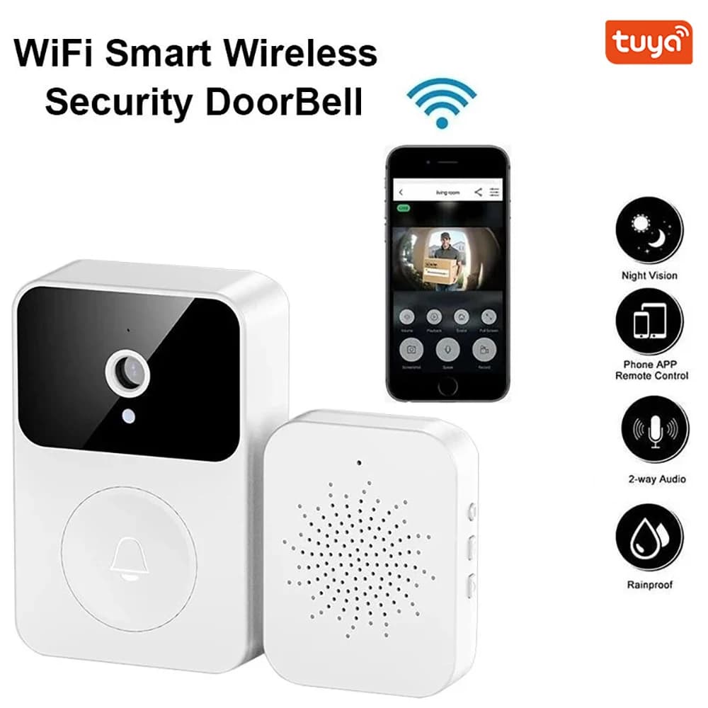 Tuya Wifi Videocitofono Alimentazione CA Tipo di batteria USB Campanello Smart Life Campanello per telecamera intelligente per visione notturna di sicurezza domestica intelligente