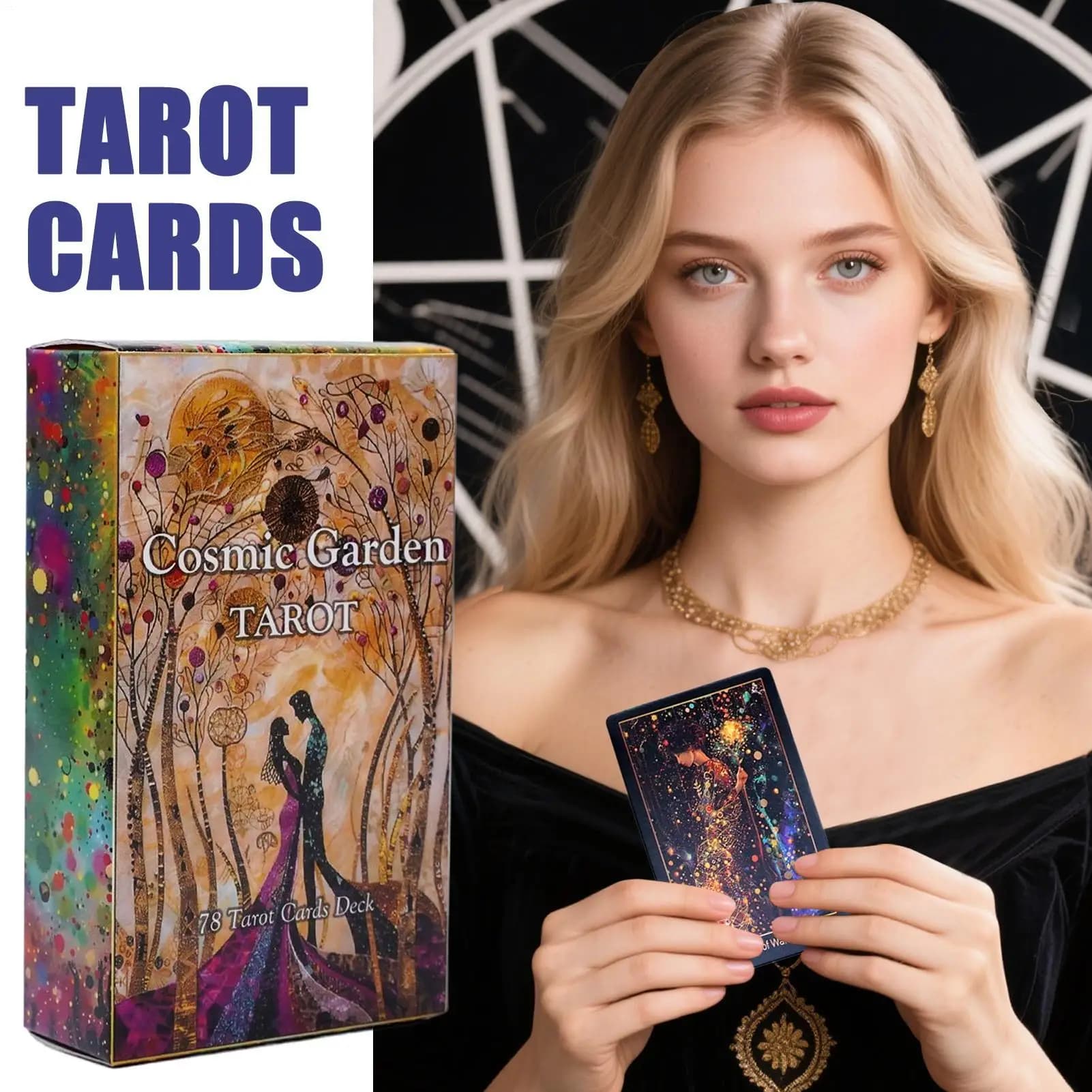 Carte dei tarocchi del giardino cosmico 78 pezzi Mazzo di divinazione del destino per le vacanze di feste in famiglia, giochi di intrattenimento Oracle