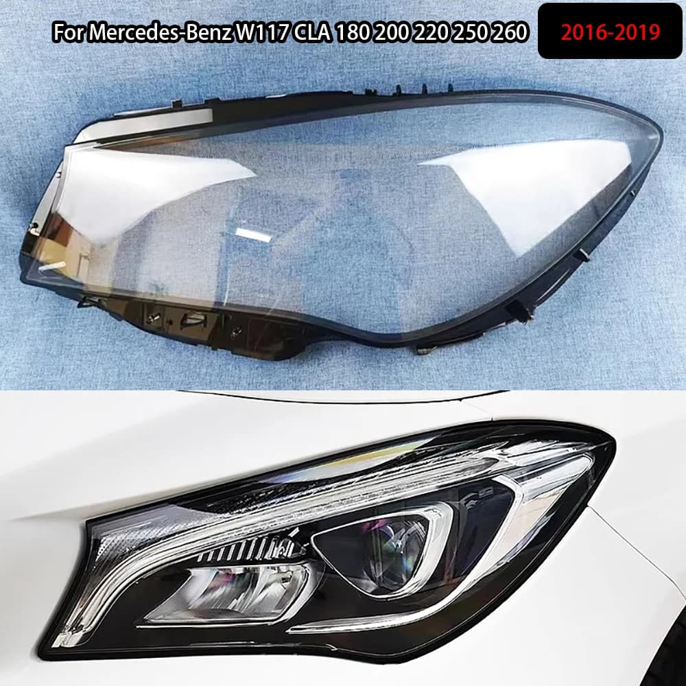 Per Mercedes-Benz W117 CLA 180 200 220 250 260 2016-2019 Auto Faro Anteriore Copriobiettivo Auto Case Faro Paralume In Vetro