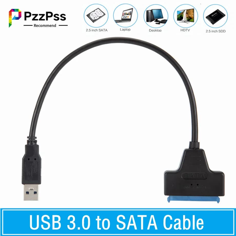 Cavo da SATA a USB 3.0 / 2.0 fino a 6 Gbps per disco rigido SSD HDD esterno da 2.5 pollici SATA 3 adattatore a 22 Pin cavo da USB 3.0 a Sata III
