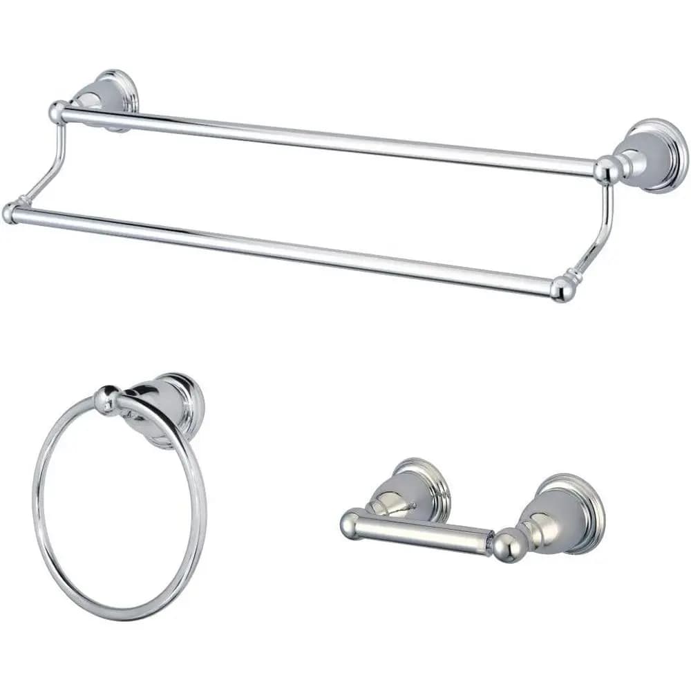 Set portasciugamani doppio Heritage 24, accessorio da bagno in 3 pezzi in cromo lucido