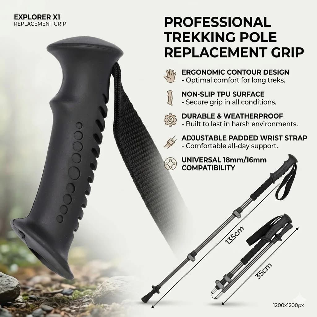 2 Pezzi Impugnature Antiscivolo di Ricambio per Bastoni da Trekking, Impugnatura Universale per Bastone da Passeggio, Accessorio Comodo e Imbottito per Escursionismo