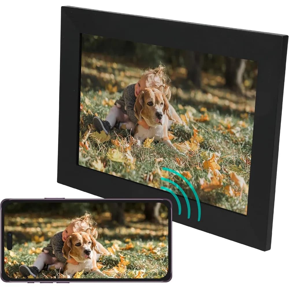 Cornice Digitale WiFi da 10 Pollici, Schermo LCD Sottile Touch Screen, Facile Configurazione, Condivisione Foto e Video, Nuovo Avviso, 16GB