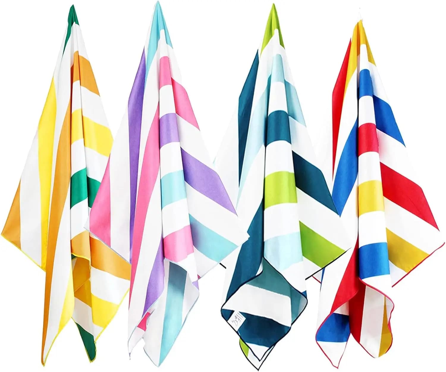 Set di 4 Grandi Asciugamani da Spiaggia ad Asciugatura Rapida, in Microfibra Anti-Sabbia Super Assorbenti per Piscina e Viaggi, Rosa/Estate/Verde/Arancione