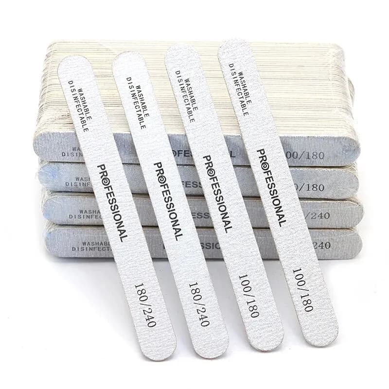 100 pezzi lima per unghie in legno lime tampone abrasive professionali 100/180/240 doppio lato per salone manicure pedicure punte gel UV strumenti