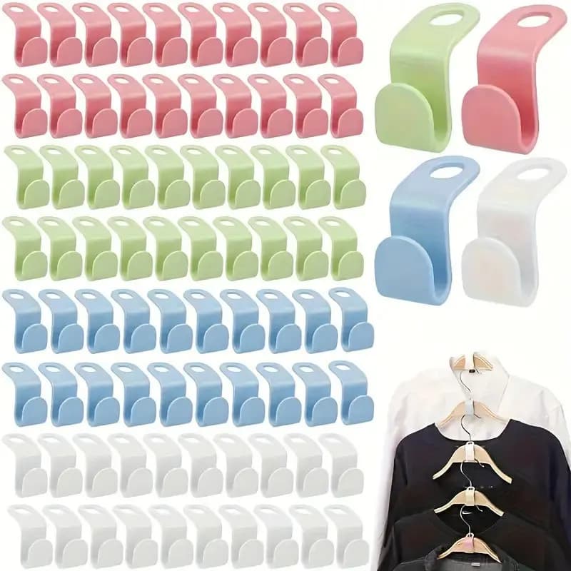 10/30/60pcs Mini Dresses for Wardrobe Connector Hooks Plastic Waterfall Wardrobe Clothes rack Organizer Rack Holder Space Saving
